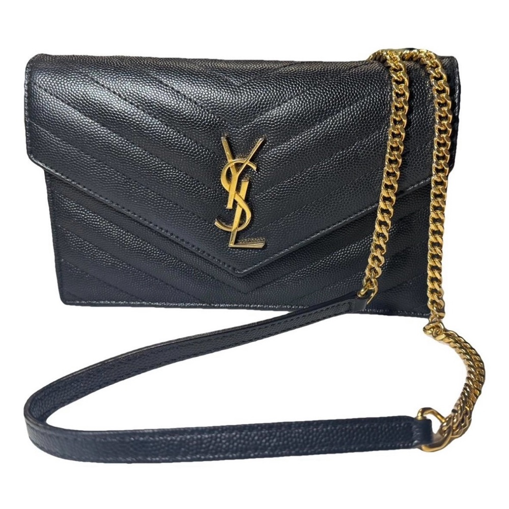 Yves Saint Laurent Black Crossbody with Gold Chain